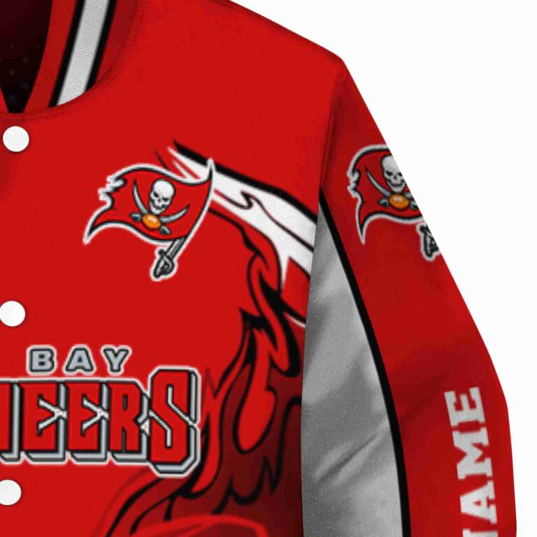 custom tampa bay buccaneers flaming football red white jacket premium grade jacketwow