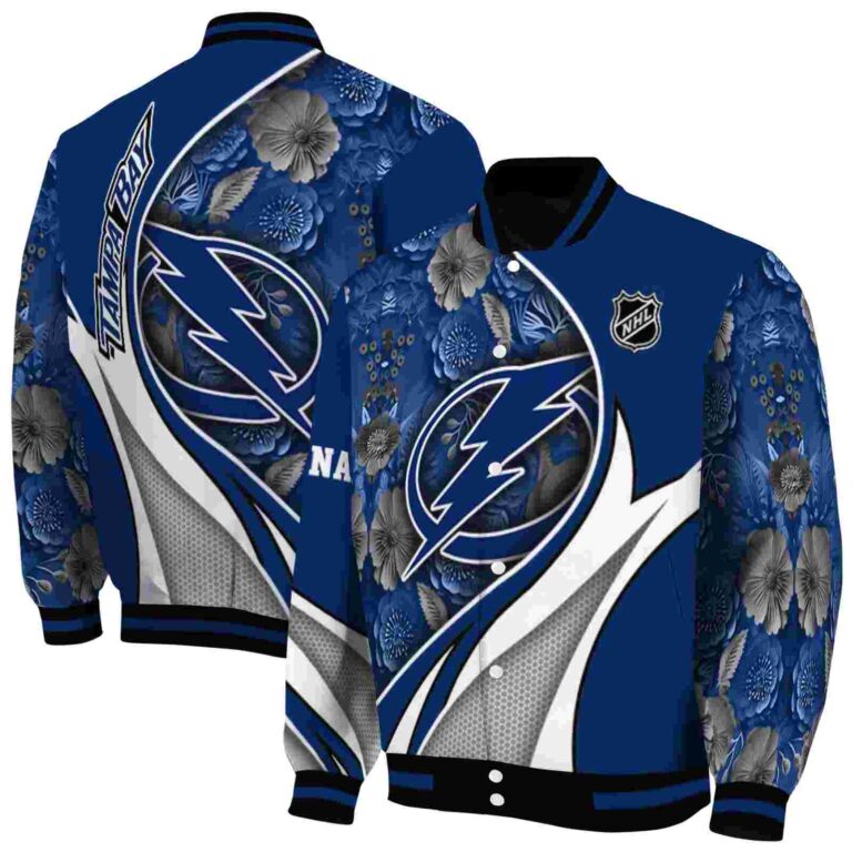 custom tampa bay lightning floral print blue jacket fashion forward jacketwow