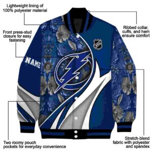 custom tampa bay lightning floral print blue jacket new arrival jacketwow
