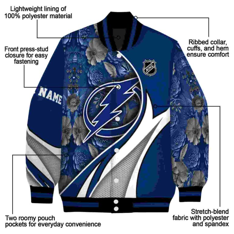 custom tampa bay lightning floral print blue jacket new arrival jacketwow