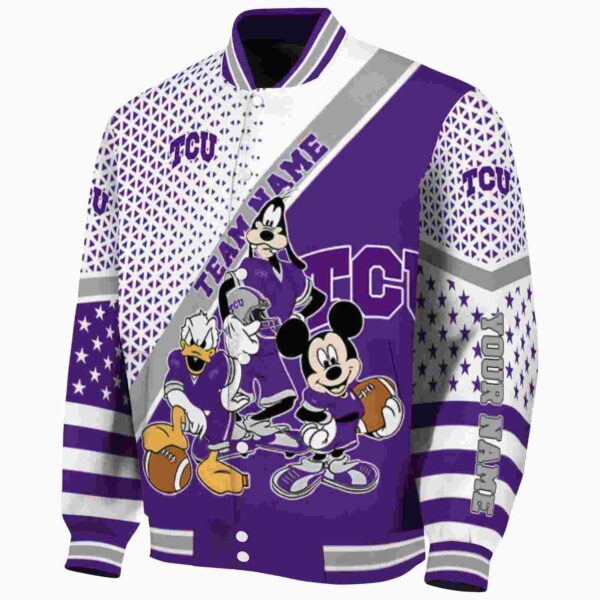custom tcu horned frogs mickey donald goofy purple white jacket best selling jacketwow