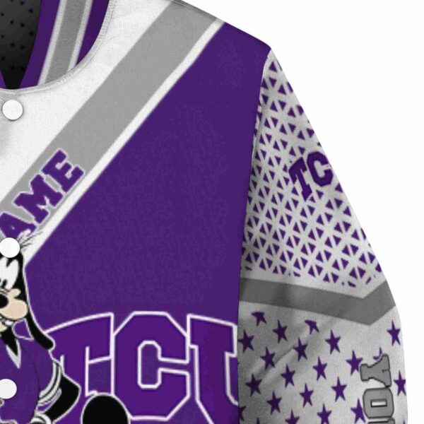 custom tcu horned frogs mickey donald goofy purple white jacket premium grade jacketwow