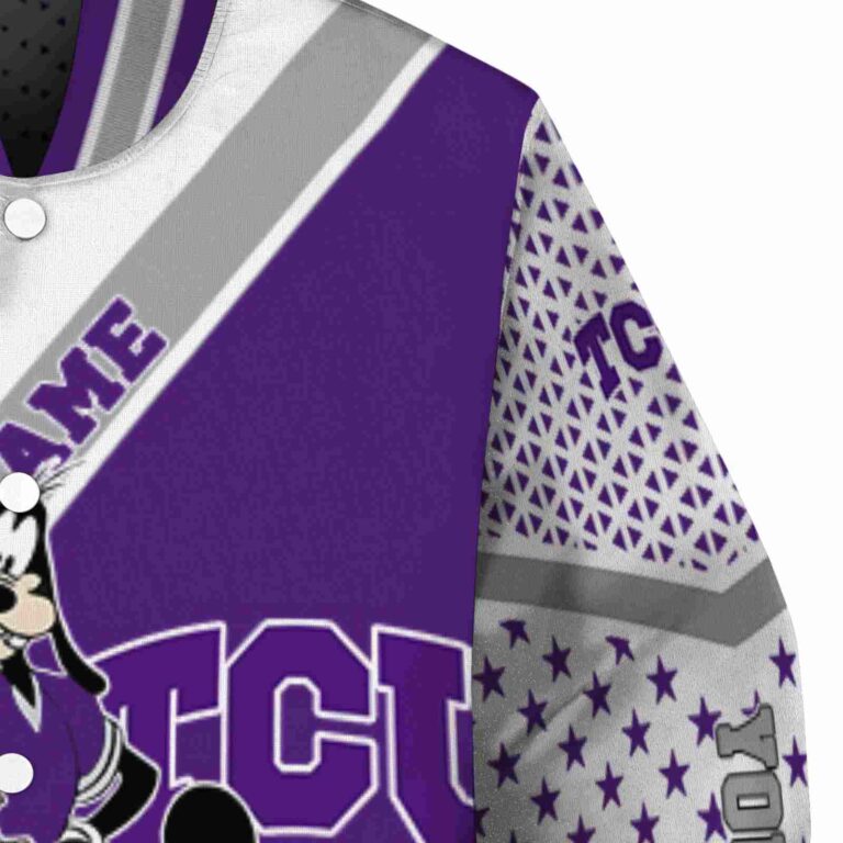 custom tcu horned frogs mickey donald goofy purple white jacket premium grade jacketwow