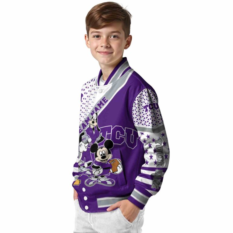 custom tcu horned frogs mickey donald goofy purple white jacket trendy jacketwow