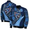 custom tennessee titans floral print navy jacket fashion forward jacketwow