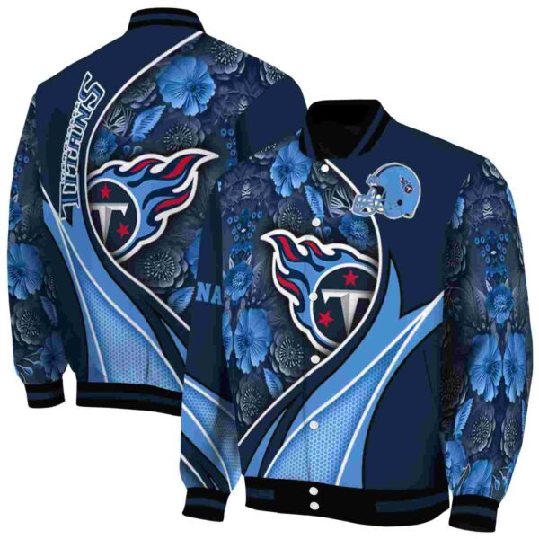 custom tennessee titans floral print navy jacket fashion forward jacketwow