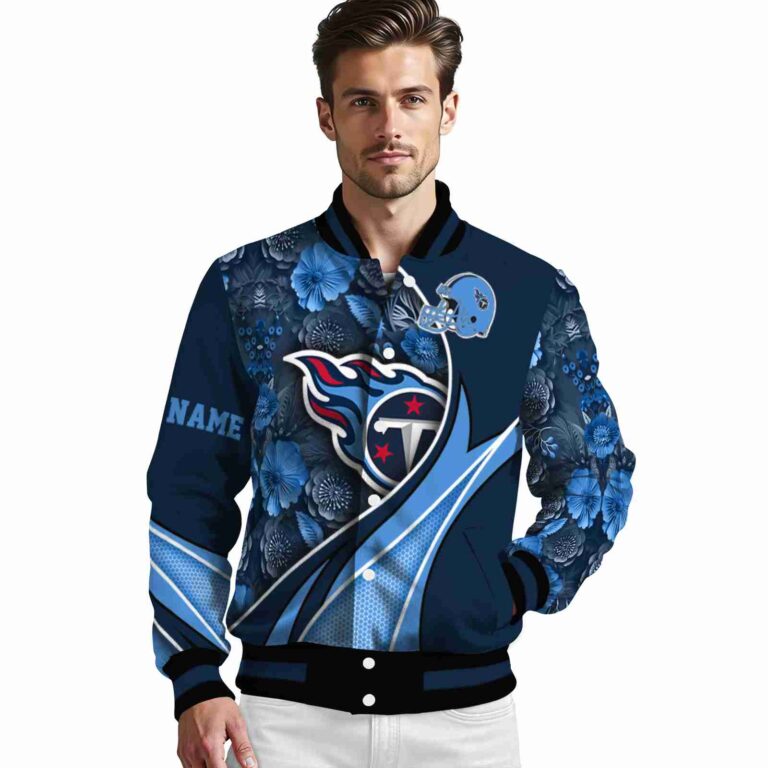 custom tennessee titans floral print navy jacket high quality jacketwow
