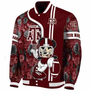 custom texas am aggies rose mickey maroon jacket best selling jacketwow