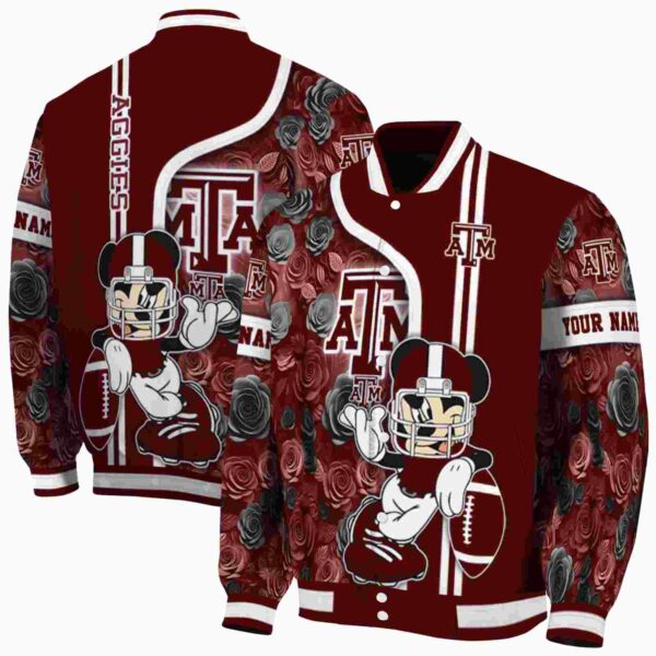 custom texas am aggies rose mickey maroon jacket fashion forward jacketwow