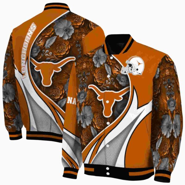 custom texas longhorns floral print orange jacket fashion forward jacketwow