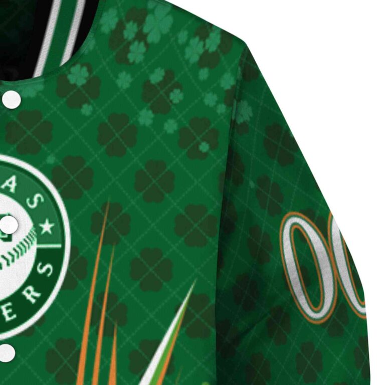 custom texas rangers shamrock pattern green jacket premium grade jacketwow