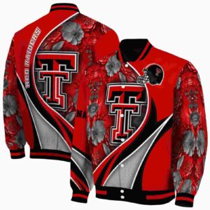 custom texas tech red raiders floral print red jacket fashion forward jacketwow