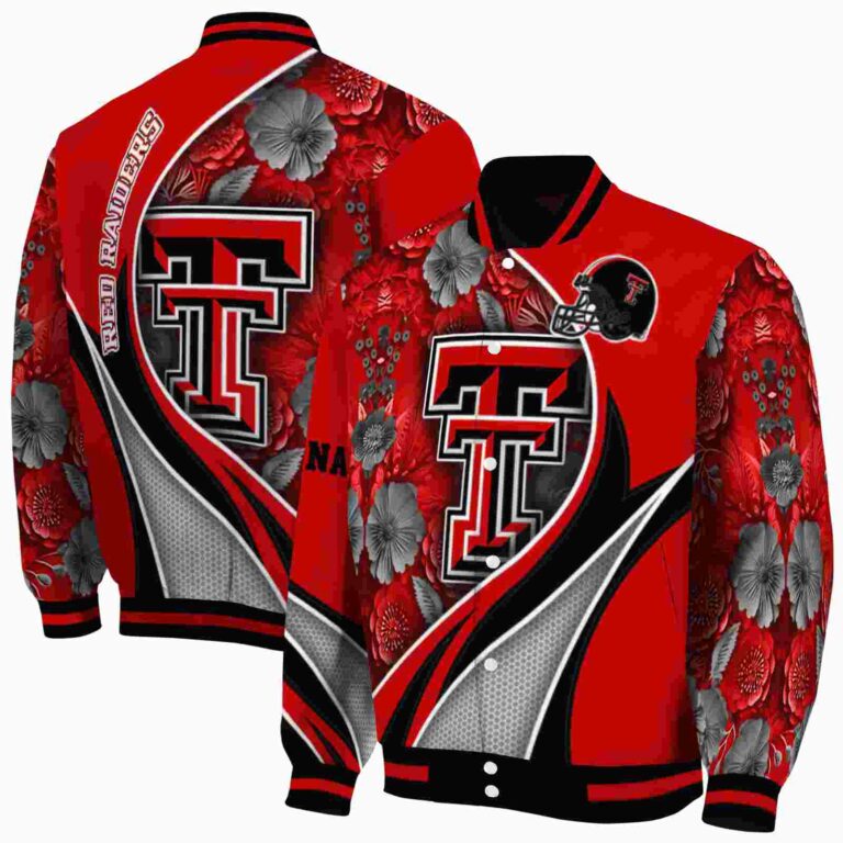 custom texas tech red raiders floral print red jacket fashion forward jacketwow