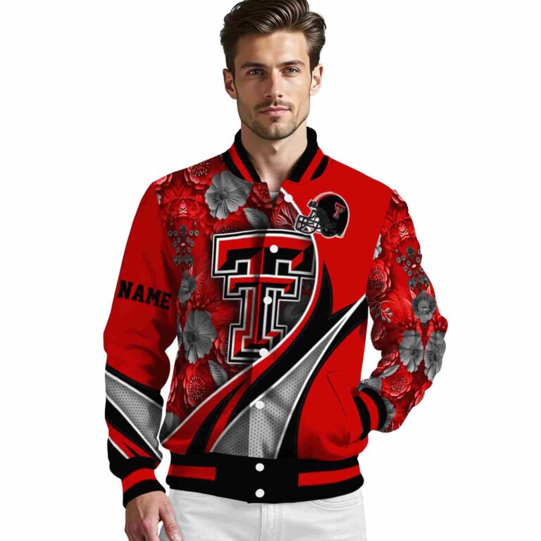 custom texas tech red raiders floral print red jacket high quality jacketwow