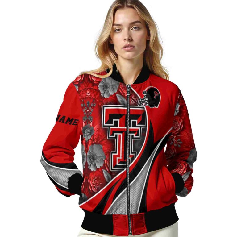 custom texas tech red raiders floral print red jacket latest model jacketwow