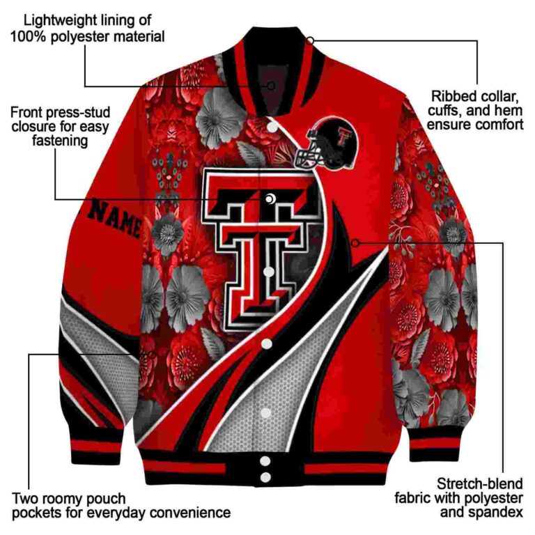 custom texas tech red raiders floral print red jacket new arrival jacketwow