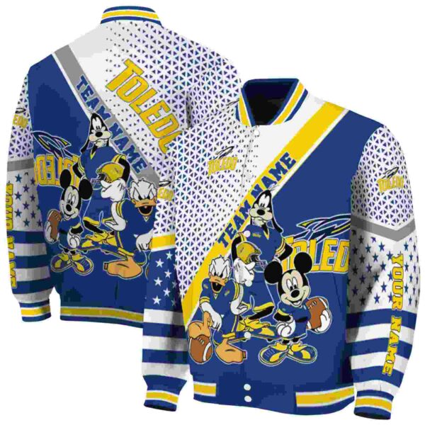 custom toledo rockets mickey donald goofy blue white jacket fashion forward jacketwow