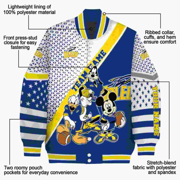 custom toledo rockets mickey donald goofy blue white jacket new arrival jacketwow