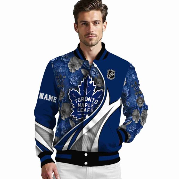 custom toronto maple leafs floral print blue jacket high quality jacketwow