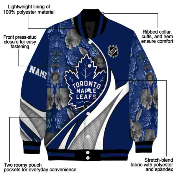 custom toronto maple leafs floral print blue jacket new arrival jacketwow