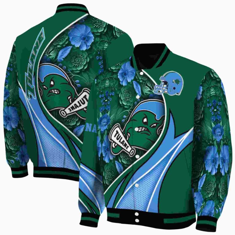 custom tulane green wave floral print green jacket fashion forward jacketwow