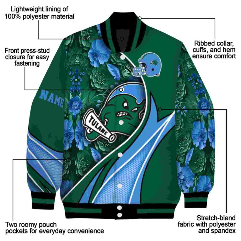 custom tulane green wave floral print green jacket new arrival jacketwow