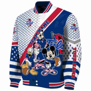 custom tulsa golden hurricane mickey donald goofy blue white jacket best selling jacketwow