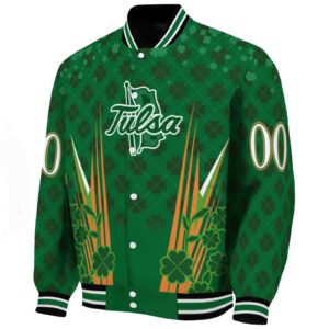 custom tulsa golden hurricane shamrock pattern green jacket best selling jacketwow