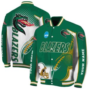custom uab blazers flaming football green white jacket fashion forward jacketwow