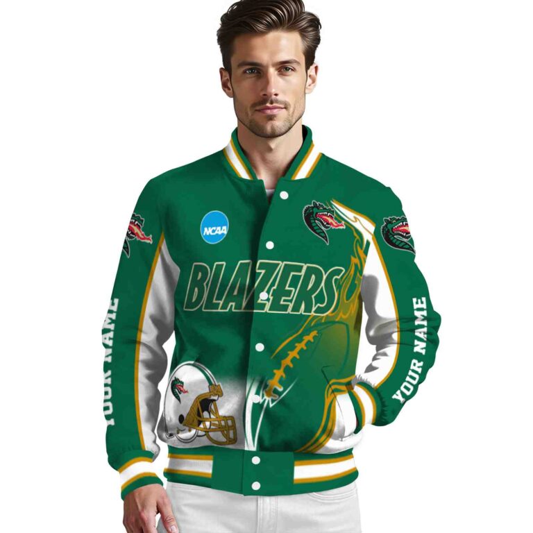 custom uab blazers flaming football green white jacket high quality jacketwow