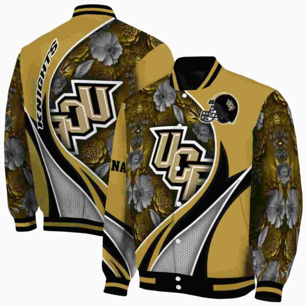 custom ucf knights floral print gold jacket fashion forward jacketwow