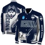 custom uconn huskies flaming football blue white jacket best selling jacketwow