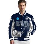 custom uconn huskies flaming football blue white jacket best selling jacketwow