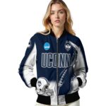 custom uconn huskies flaming football blue white jacket best selling jacketwow