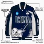 custom uconn huskies flaming football blue white jacket best selling jacketwow