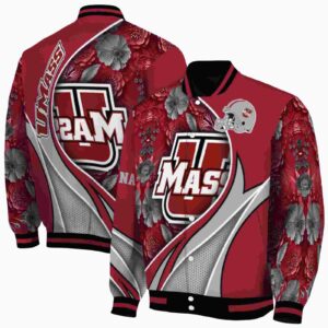 custom umass minutemen floral print red jacket fashion forward jacketwow