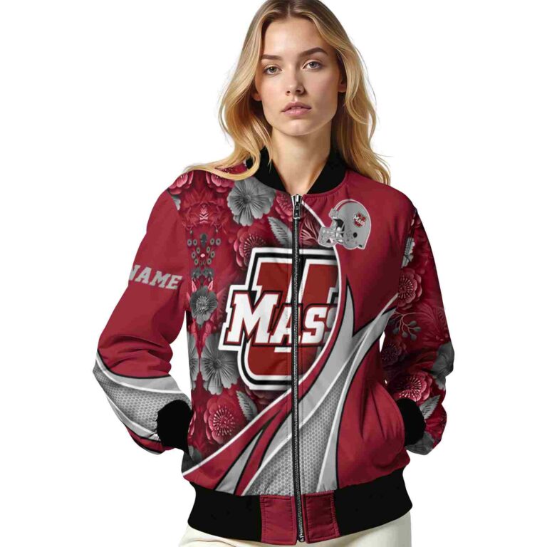 custom umass minutemen floral print red jacket latest model jacketwow