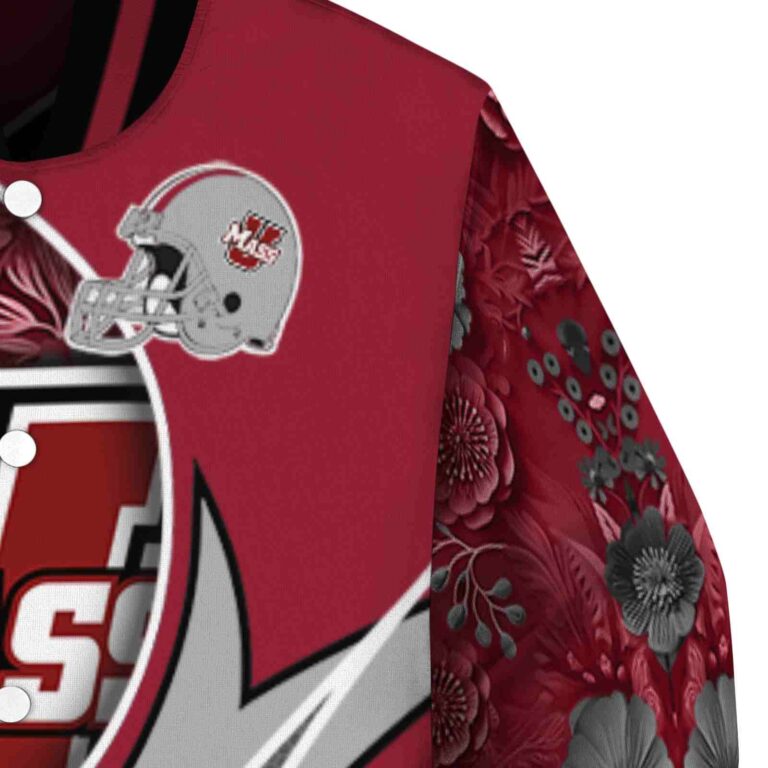 custom umass minutemen floral print red jacket premium grade jacketwow