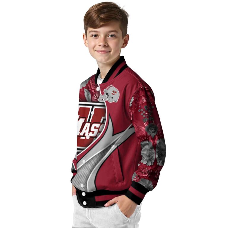 custom umass minutemen floral print red jacket trendy jacketwow
