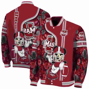 custom umass minutemen rose mickey red jacket fashion forward jacketwow