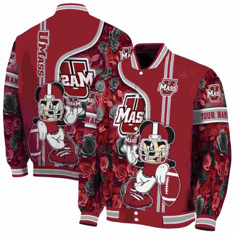 custom umass minutemen rose mickey red jacket fashion forward jacketwow