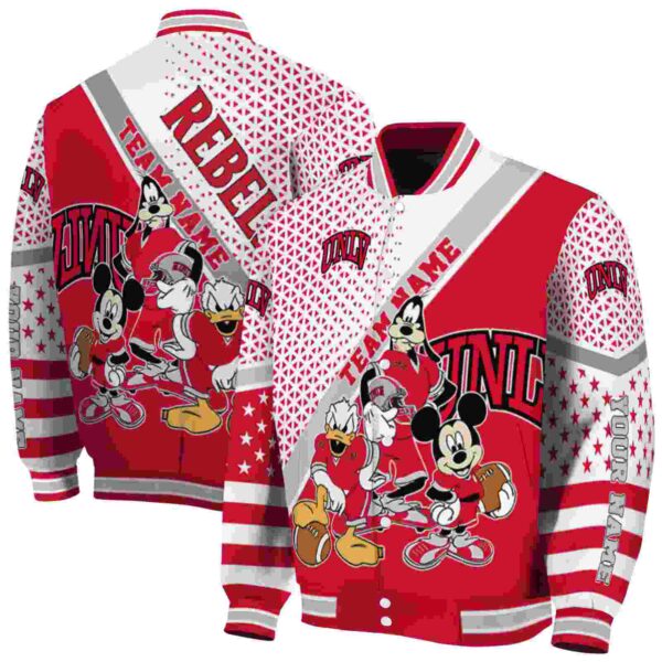 custom unlv rebels mickey donald goofy red white jacket fashion forward jacketwow