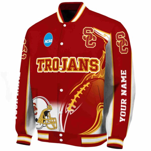 custom usc trojans flaming football red white jacket best selling jacketwow