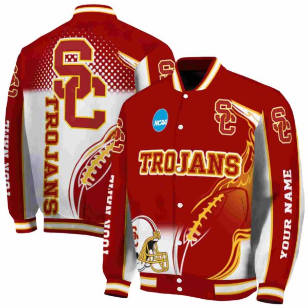 custom usc trojans flaming football red white jacket fashion forward jacketwow
