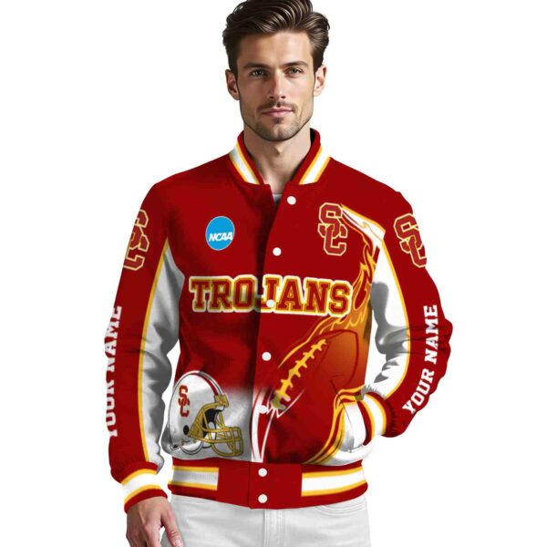 custom usc trojans flaming football red white jacket high quality jacketwow