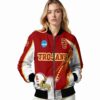 custom usc trojans flaming football red white jacket latest model jacketwow