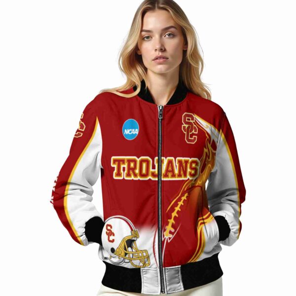 custom usc trojans flaming football red white jacket latest model jacketwow