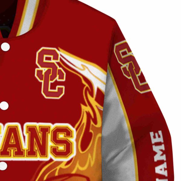 custom usc trojans flaming football red white jacket premium grade jacketwow