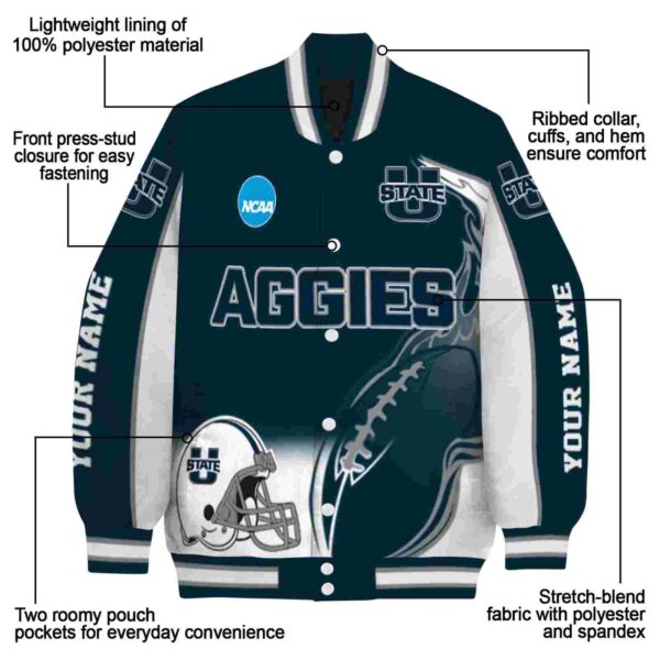 custom utah state aggies flaming football navy white jacket new arrival jacketwow