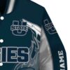 custom utah state aggies flaming football navy white jacket premium grade jacketwow